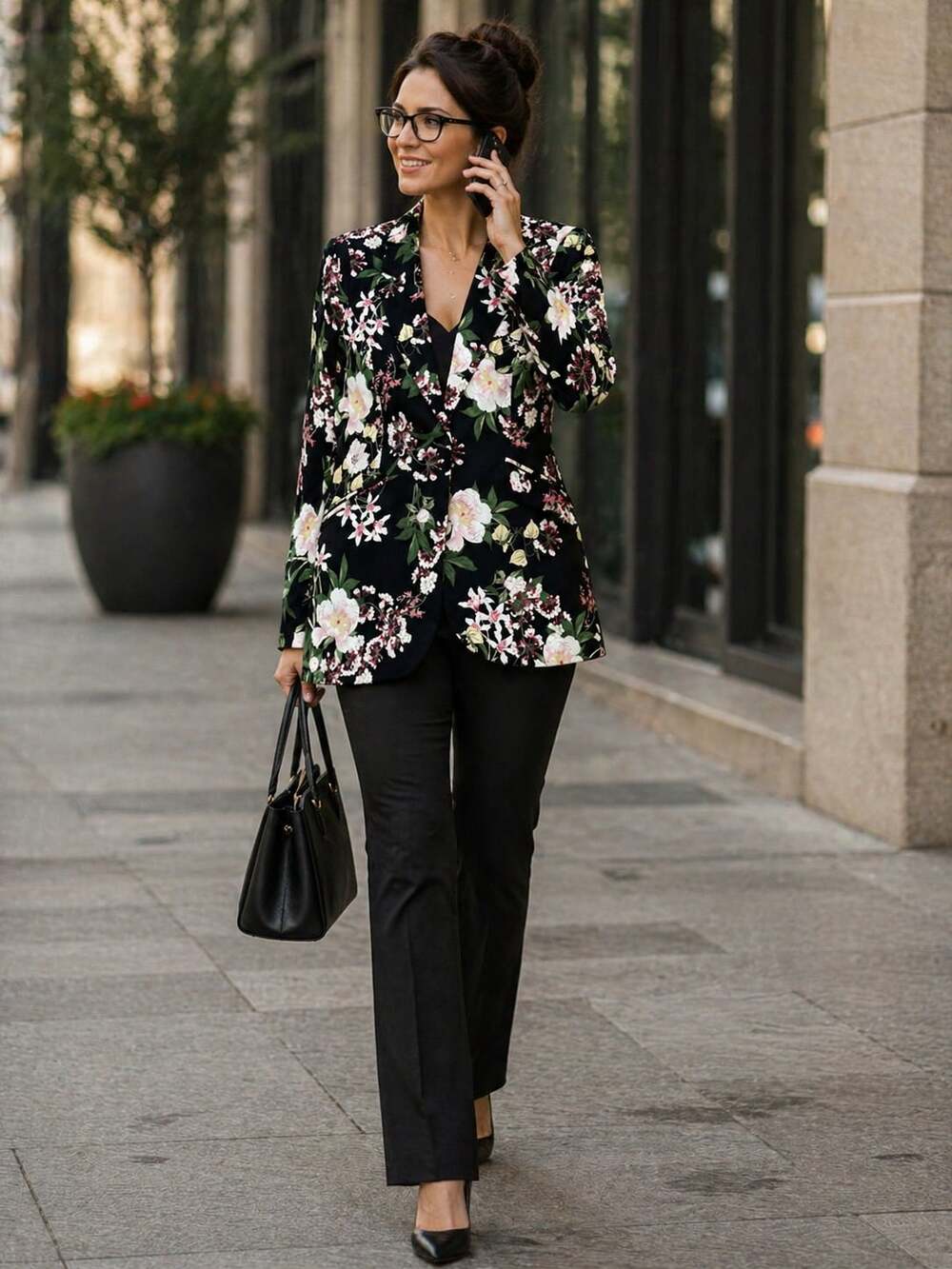 Cynthia Rowley Black Floral Blazer